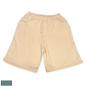 Zara Men’s Beige Relaxed Fit Drawstring Shorts L-XL Elastic Waist Pockets NEW